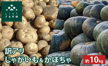 【 訳アリ 】 かぼちゃ じゃがいも 約 10kg 10月 発送 予定 リストファーム サイズ 混合 馬鈴薯 キタカムイ 南瓜 カボチャ 芋 ポテト イモ 産地直送 野菜