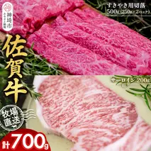 佐賀牛 サーロインステーキ200g×1枚計200g すきやき用切落250g×2パック計500g【佐賀牛 サーロイン ステーキ すきやき 切落し 高級部位 赤身肉 霜降り 小分け】(H122126)