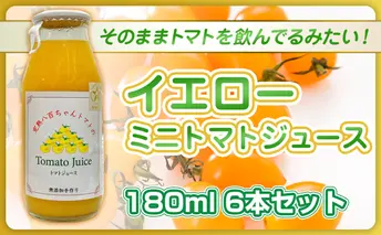 【高級旅館でも使用！】イエローミニトマトのトマトジュース 180ml 6本セット｜国産 姫路産 八百ちゃんトマト 100%ストレート