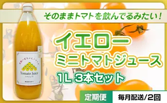 【定期便・全2回】イエローミニトマトのトマトジュース 1L 3本セット × 2回｜国産 姫路産 八百ちゃんトマト 100%ストレート