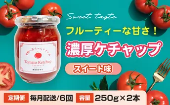 【定期便・全6回】濃厚ケチャップ スイート味 250g 2本セット × 6回｜国産 姫路産 八百ちゃんトマト 着色料・保存料不使用