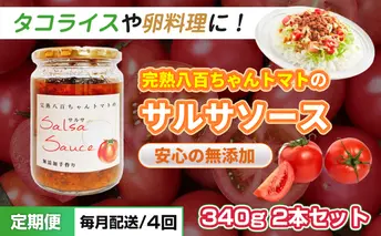 【定期便・全4回】サルサソース 340g 2本セット ×4回｜国産 姫路産 八百ちゃんトマト 着色料・保存料不使用