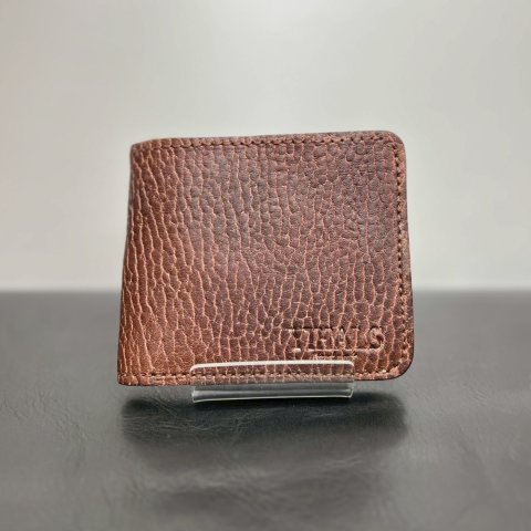 YIHALS ハンドメイド 鹿革 2つ折り財布 ブラック《靴屋が手掛ける