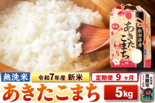 《定期便9ヶ月》令和7年産 新米 【無洗米】 あきたこまち 5kg|10582