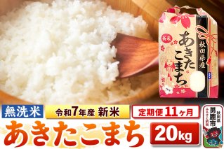 《定期便11ヶ月》令和7年産 新米 【無洗米】 あきたこまち 20kg（5kg×4袋）|10608