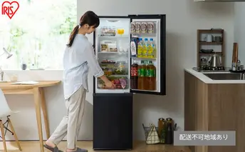 冷凍冷蔵庫 170L IRSD-17A-BH ナチュラルブラック 冷蔵庫 2ドア アイリスオーヤマ 直冷式 スリム 冷蔵 冷凍庫 薄型 右開き 新生活 一人暮らし