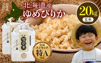 【先行予約】令和7年産 特Aランク米 ゆめぴりか 玄米 20kg（10kg×2袋）【7月発送】雪冷気 籾貯蔵 雪中米 北海道 nr-0607