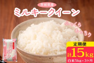 新米【定期便／3ヶ月 令和7年産】ミルキークイーン 白米 計15kg (5kg×1袋×3ヶ月) 茨城県産 ふっくらもっちり｜お米 おこめ 精米 直送 稲敷 茨城 [1818]