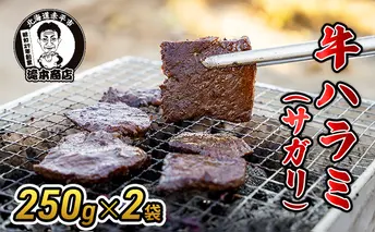 たきもとの牛ハラミ（サガリ）250g×2袋　焼肉 バーベキュー BBQ 牛 牛肉 ハラミ サガリ 冷凍 アウトドア タレ 味付け 北海道 ふるさと納税