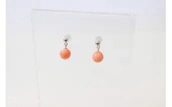 A-74　選べるピンク珊瑚（深海珊瑚）ピアス ②ﾃｨｱﾄﾞﾛｯﾌﾟ型ﾋﾟｱｽ　ﾁﾀﾝﾌﾞﾗﾀｲﾌﾟ