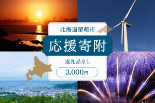 北海道留萌市 寄附金のみの応援受付 3,000円コース（返礼品なし寄附のみ3,000円）R031-003
