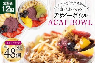 【年間12回定期便】 アサイーボウル 冷凍 毎月シンプル通常サイズ 325g×2個 計7,800g スペシャル通常サイズ 375g×2個 計9,000g はちみつ 15g×4本 計720g [my cafe room 山梨県 韮崎市 20745305] 定期便 アサイボウル アサイボール アサイー アサイーボール ボウル アサイ グラノーラ