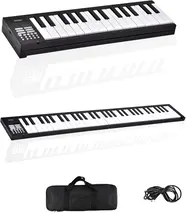 折りたたみ 電子ピアノ 61鍵盤 日本語表記 充電式 ワイヤレス 入門用 初心者 大人 子供 電子キーボード 電子 ピアノ キーボード 折りたたみ式 折り畳み 練習 楽器 録音 再生 リズム 音色 自動伴奏 スリム SunRuck SR-DP08F-BK
