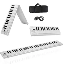 折りたたみ 電子ピアノ 61鍵盤 日本語表記 充電式 ワイヤレス 入門用 初心者 大人 子供 電子キーボード 電子 ピアノ キーボード 折りたたみ式 折り畳み 練習 楽器 録音 再生 リズム 音色 自動伴奏 スリム SunRuck SR-DP08F-WH