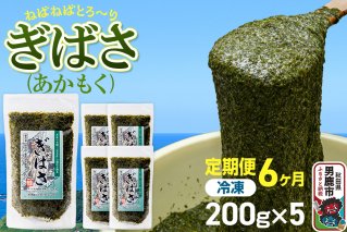 【定期便6ヶ月】ぎばさ(あかもく) 200g×5個セット 海藻 男鹿市 秋田県|11223