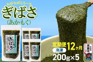 【定期便12ヶ月】ぎばさ(あかもく) 200g×5個セット 海藻 男鹿市 秋田県|11224
