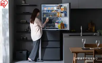 冷凍冷蔵庫 370L 自動製氷機能付 IRSN-I37A-B ブラック 冷蔵庫 370L アイリスオーヤマ 冷凍冷蔵庫 冷凍室が大きい 2段冷凍室 ファン式 自動霜取り 霜取り不要 野菜室 真ん中 急冷モード 右開き 二人暮らし 家庭用 まとめ買い 大凍量