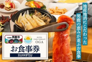 お食事券 ホテルパークテラスOGA 10,000円分(1,000円×10枚) 秋田県 男鹿市 [食事 チケット ランチ レストラン ディナー バーベキュー BBQ 料理]|11289