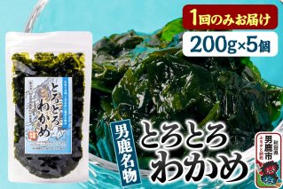 わかめ 男鹿名物とろとろわかめ 200g×5個セット 男鹿なび [ワカメ 冷凍 男鹿市 名産 秋田 海藻 サラダ みそ汁]|11825