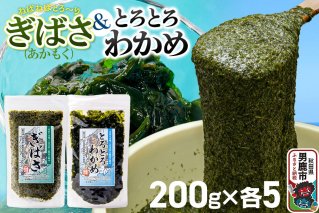 ぎばさ(あかもく) 200g×5個・とろとろわかめ 200g×5個 計10個セット 男鹿なび [ワカメ 冷凍 男鹿市 名産 秋田 海藻 サラダ みそ汁]|11854