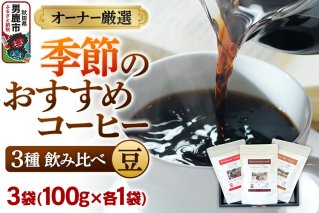 コーヒーセット [オーナー厳選]季節のおすすめコーヒー3種飲み比べセット(100g×3袋)(豆) [コーヒー 珈琲 コク エチオピア スペシャリティ 秋田県 男鹿市]|11811