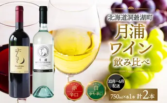 北海道 月浦ワイン 赤 白 ワイン 750ml×各1本 ドルンフェルダー ミュラートゥルガウ お酒 アルコール ブドウ酒 家飲み お祝い 贈答用 ギフト 月浦ワイナリー 送料無料 赤ワイン 白ワイン
