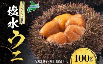 北海道 塩水 ウニ 100g 1パック 1月下旬頃～3月末頃まで順次出荷 バフン ムラサキ うに 雲丹 海鮮 ミョウバン不使用 小川商店 
