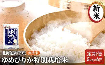 無洗米 北海道赤平産 ゆめぴりか 5kg 特別栽培米 【6回お届け】 米 北海道 定期便 ふるさと納税 