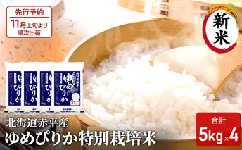【先行予約2025年産米・11月上旬より順次出荷】北海道赤平産 ゆめぴりか 20kg (5kg×4袋) 特別栽培米 米 北海道 お米 ふるさと納税 