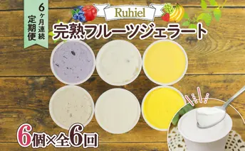 北海道 定期便 6ヶ月連続全6回 Ruhiel 完熟フルーツジェラート 6個 計36個 アイス 詰め合わせ ジェラート 手作り デザート お取り寄せ ギフト 倶知安町 送料無料 【 倶知安町 】