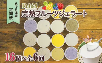 定期便 6ヶ月連続6回 北海道 Ruhiel 完熟フルーツジェラート 16個 計96個 アイス 詰め合わせ ジェラート スイーツ デザート パーティー 贈り物 お取り寄せ ギフト ルヒエル 倶知安町 イタリアンジェラート