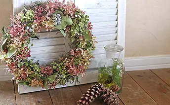 あじさいミナヅキのリース インテリア 装飾品 ドライフラワー 