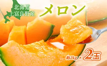 赤肉メロン JAふらの厳選！ 約2kg 2玉 メロン めろん 富良野メロン 果物 くだもの フルーツ 富良野 デザート 北海道 果物類 メロン赤肉 