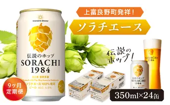 ◆9ヶ月定期便◆上富良野町発祥!伝説のホップ「ソラチエース」使用【SORACHI 1984】350ml×24缶 北海道 上富良野町 ソラチ1984 お酒 酒 飲み物 ビール 地ビール サッポロビール サッポロ ギフト