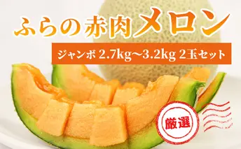 【 2025年発送 先行予約 】ふらの 赤肉メロン 厳選 秀品 ジャンボサイズ 2.7kg～3.2kg 2玉 セット ファーム富良野 メロン めろん 富良野 果物 くだもの フルーツ デザート 北海道 北海道上富良野町 