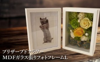 プリザーブドフラワー　MDFガラス張りフォトフレームL【140012】