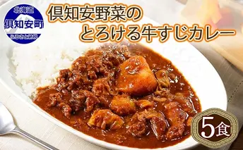 倶知安 牛すじカレー 北海道 計5個 中辛 レトルト食品 加工品 牛すじ 牛肉 野菜 じゃがいも お取り寄せ グルメ スパイシー スパイス 【お肉・牛肉・加工食品】