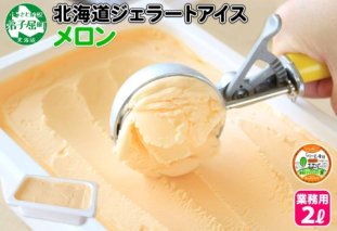 595.アイスクリーム メロン めろん ジェラート 業務用 2リットル 2L アイス 大容量  手作り 北海道 弟子屈町