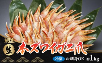 お刺身も出来る！生冷凍ズワイガニ爪 約1kg（北海道・ロシア・アメリカ産）  ABB013