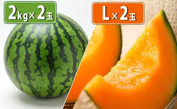 【 2025年 発送 】先行予約 ふらの産 ミニスイカ 2kg×2玉＆ふらの 赤肉メロン L玉×2玉 セット 令和7年発送 先行受付 スイカ すいか メロン 赤肉 果物類 フルーツ メロン赤肉 