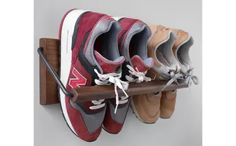 Sneaker wall スニーカーウォール  SW-450WN ウォールナット（おおよそ2足収納 ウォルナット無垢材 壁掛け 木製 シューズラック スリッパラック）【配達不可：沖縄・離島】 雑貨 日用品 家具 