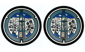 チタン製ミニチュアマンホール『王寺町』2枚組 雑貨 日用品 