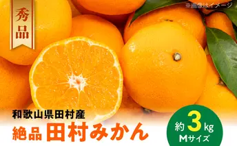 AB7007n_【和歌山特産品】【プレミアムブランド】絶品！田村みかん秀品 Mサイズ 約3kg ミカン 蜜柑 柑橘 温州みかん 有田みかん 和歌山