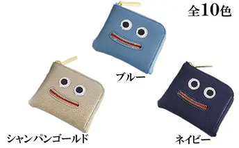 [No.5258-7211]0206【ネイビー】思わず笑顔になってしまうニッコリL字ミニ財布/コンパクト