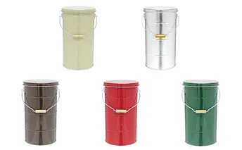 [No.5258-7181]0168バケツ職人が作るトタンの米びつ・10kgキャスター付／純国産 防虫 インテリア【アイボリー】