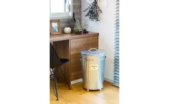 ゴミ箱 オバケツ ダストボックス 42L シルバー キャスター付 渡辺金属工業 バケツ職人が作る トラッシュカン ゴミ入れ ゴミ キャスター インテリア 雑貨 日用 日用品 レトロ トタン バケツ 蓋付き 手作り 屋外 室内 国産 兵庫 兵庫県 姫路 姫路市