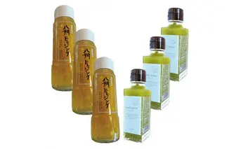 DG6020_ノンオイル つぶつぶ八朔ドレッシング 200g 4本 & 濃厚バジルソース4本 セット