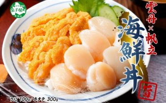 3382. うに チリ産 冷凍 100g ホタテ 300g セット ファミリー ウニ 雲丹 ほたて 生ほたて 帆立 貝柱 貝 海鮮 海鮮丼 送料無料 北海道 弟子屈町