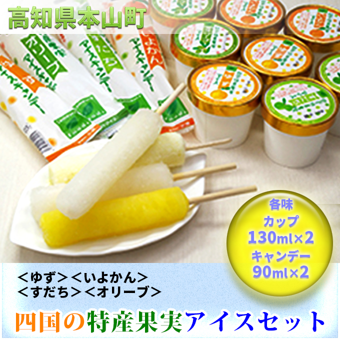 四国の特産果実アイスセット ゆず 柚子 伊予柑 いよかん すだち
