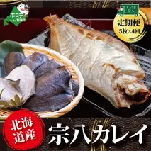 【定期便】北海道産 一夜干し 宗八カレイ 5枚 × 4ヵ月 【全4回】